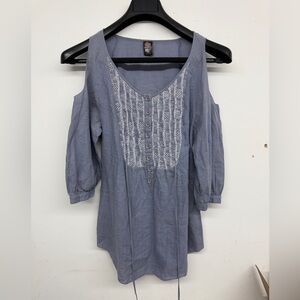 Free People Cold Shoulder Blouse in Gray Vintage
